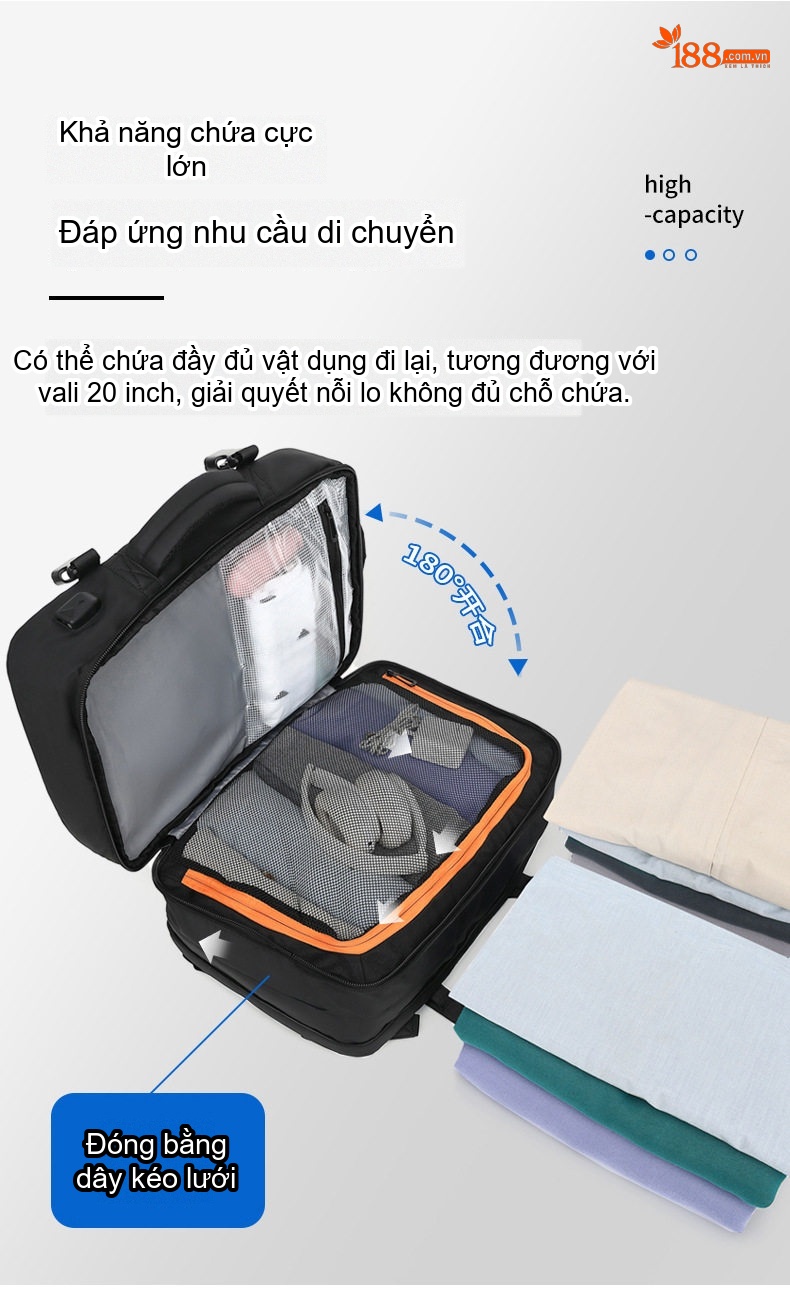 Balo Đa Năng Cao Cấp Chống Nước Phong Cách Thời Trang Công Sở Đựng Laptop Dung Tích Lớn Màu Đen, Be chi tiết 11
