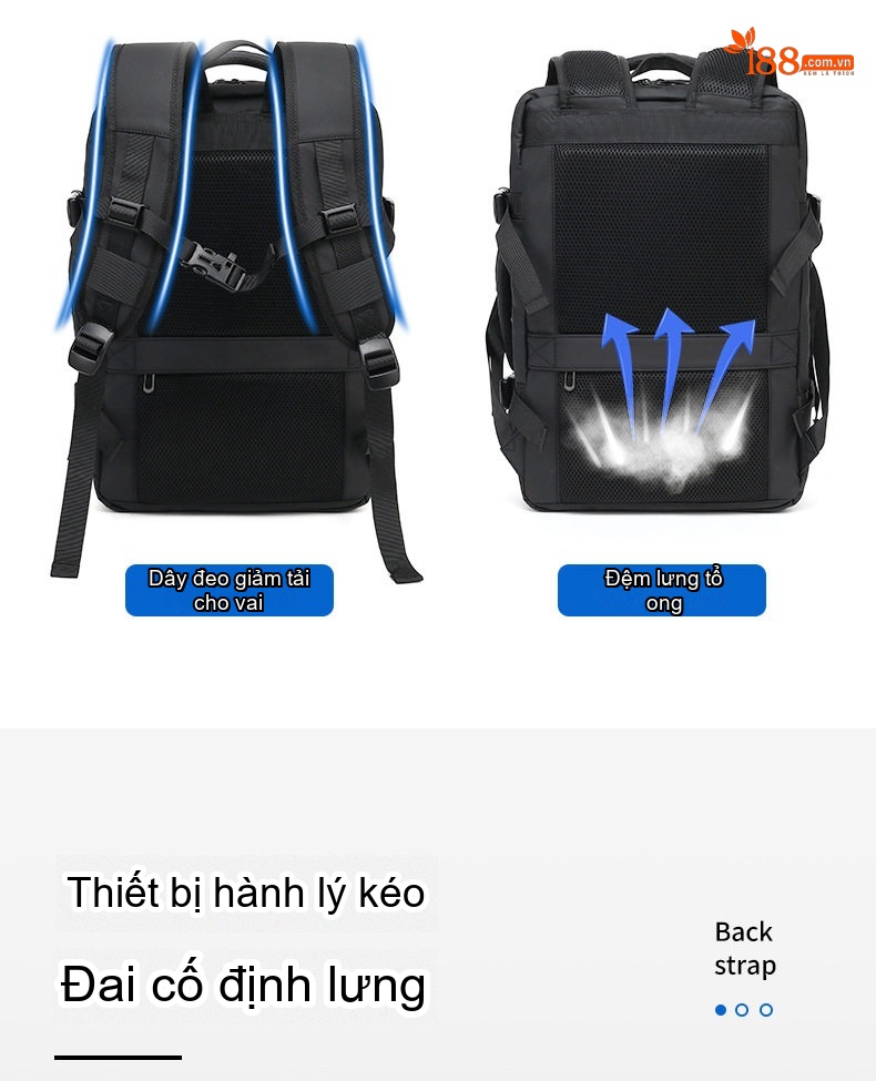 Balo Đa Năng Cao Cấp Chống Nước Phong Cách Thời Trang Công Sở Đựng Laptop Dung Tích Lớn Màu Đen, Be chi tiết 15