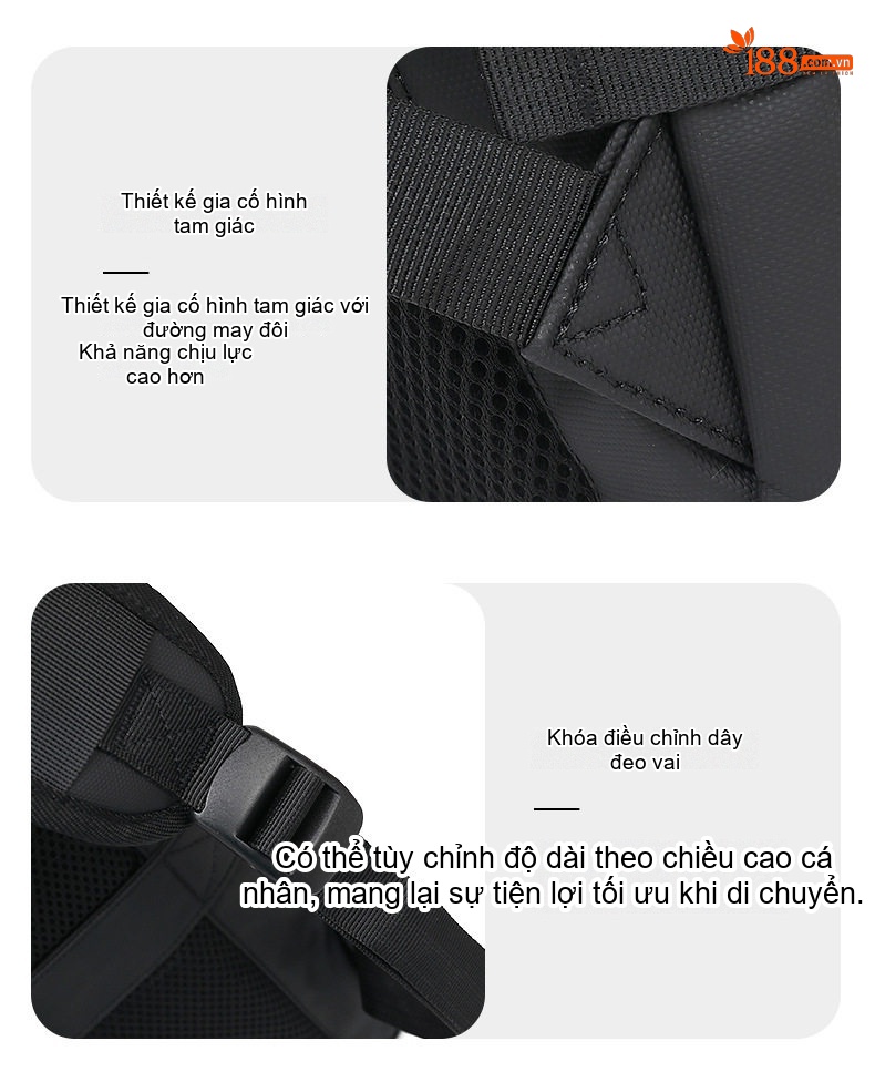Balo Đa Năng Cao Cấp Chống Nước Phong Cách Thời Trang Công Sở Đựng Laptop Dung Tích Lớn Màu Đen, Be chi tiết 21