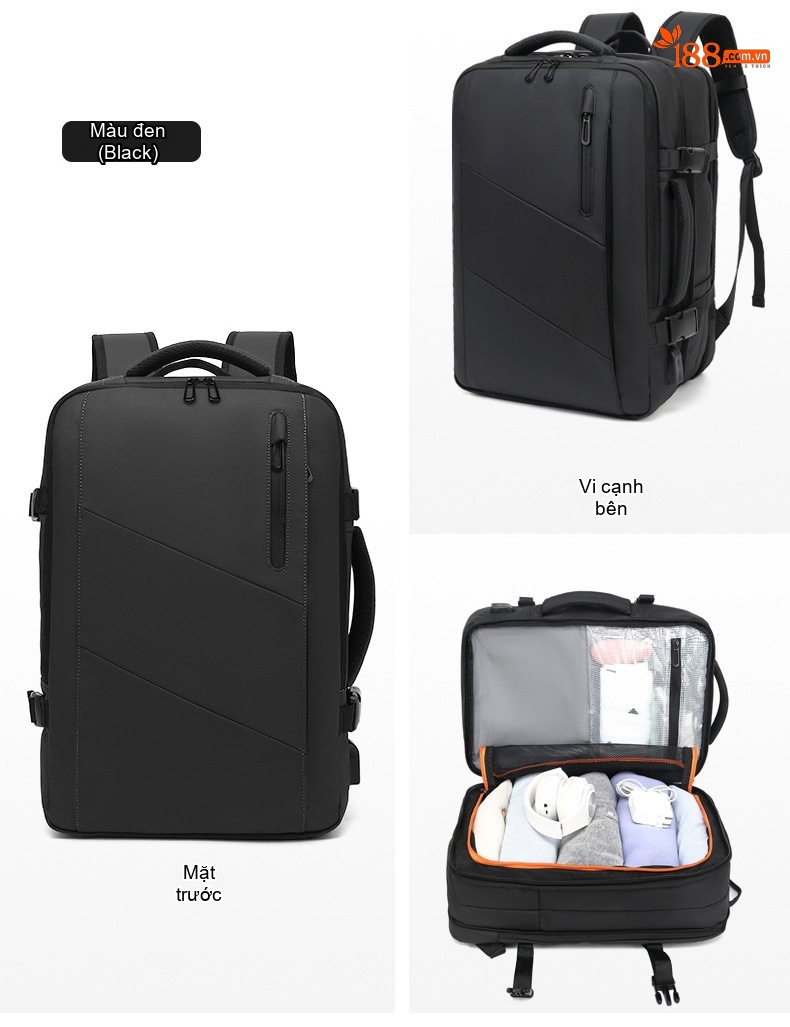 Balo Đa Năng Cao Cấp Chống Nước Phong Cách Thời Trang Công Sở Đựng Laptop Dung Tích Lớn Màu Đen, Be chi tiết 23
