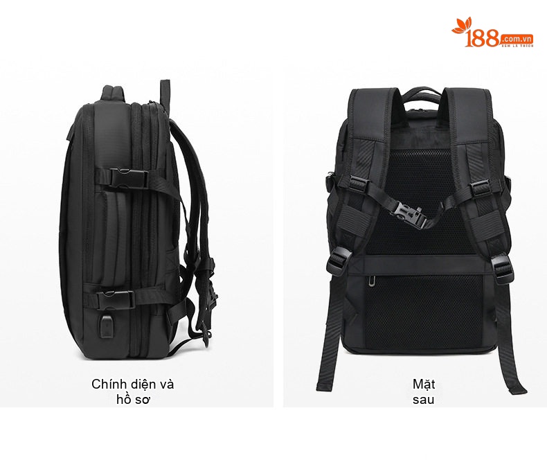 Balo Đa Năng Cao Cấp Chống Nước Phong Cách Thời Trang Công Sở Đựng Laptop Dung Tích Lớn Màu Đen, Be chi tiết 24