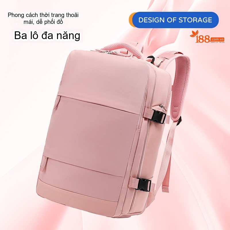 Balo Đa Năng Du Lịch Nữ Chống Thấm Nước, Ngăn Ướt Riêng Biệt Màu Kaki, Hồng, Xanh Lá