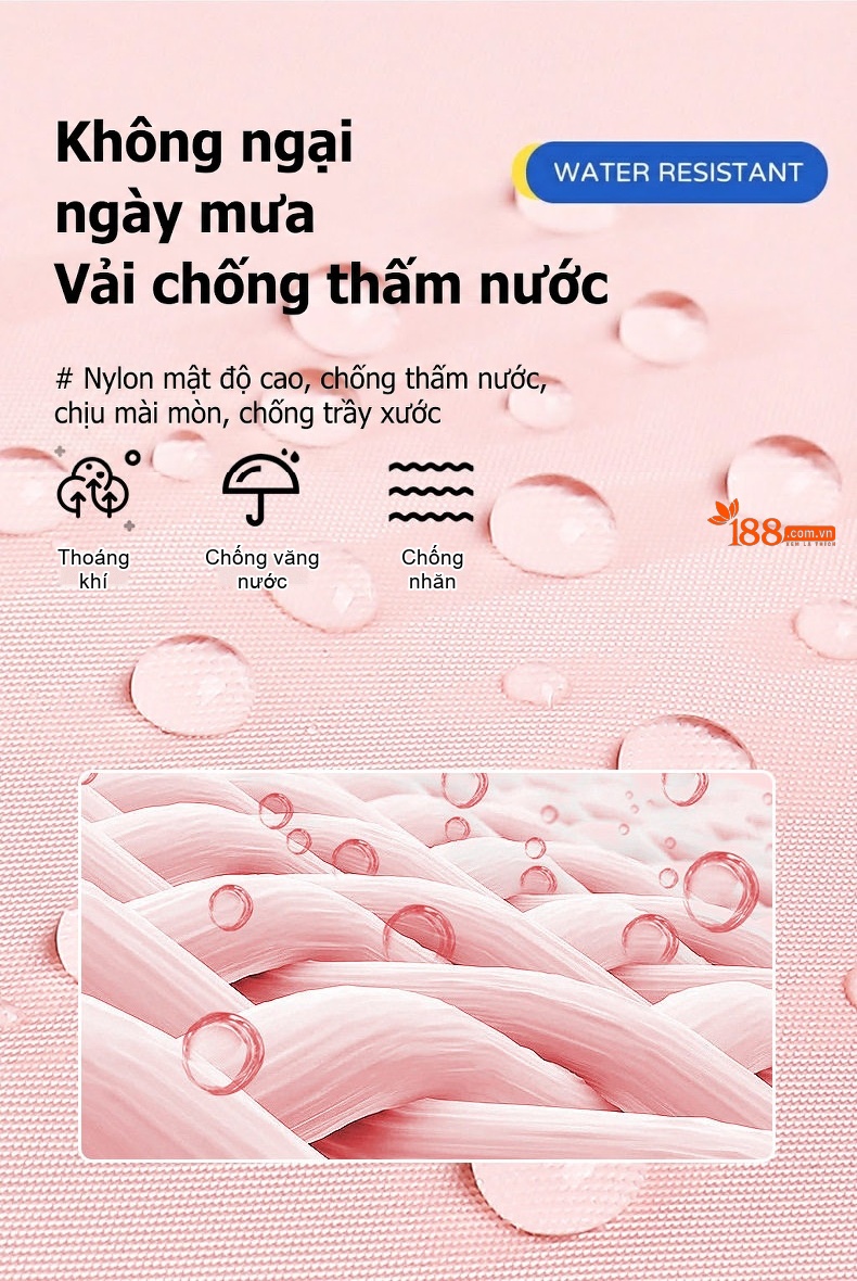 Balo Đa Năng Du Lịch Nữ Chống Thấm Nước, Ngăn Ướt Riêng Biệt Màu Kaki, Hồng, Xanh Lá chi tiết 18