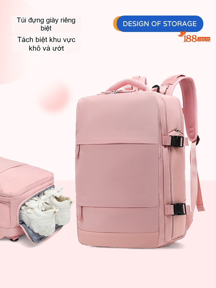 Balo Đa Năng Nữ Chống Thấm Nước Sức Chứa Lớn Đi Du Lịch Công Tác Phân Loại Khô Ướt Màu Xanh, Hồng chi tiết 6