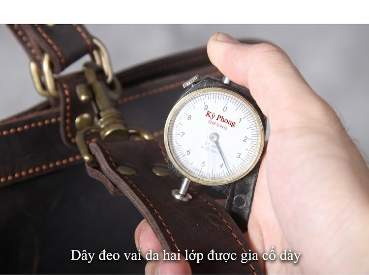 Balo Da Thật Crazy Horse Đa Năng Thủ Công Cá Tính Kiểu Túi Xách Tay/Túi Công Sở Màu Nâu chi tiết 21
