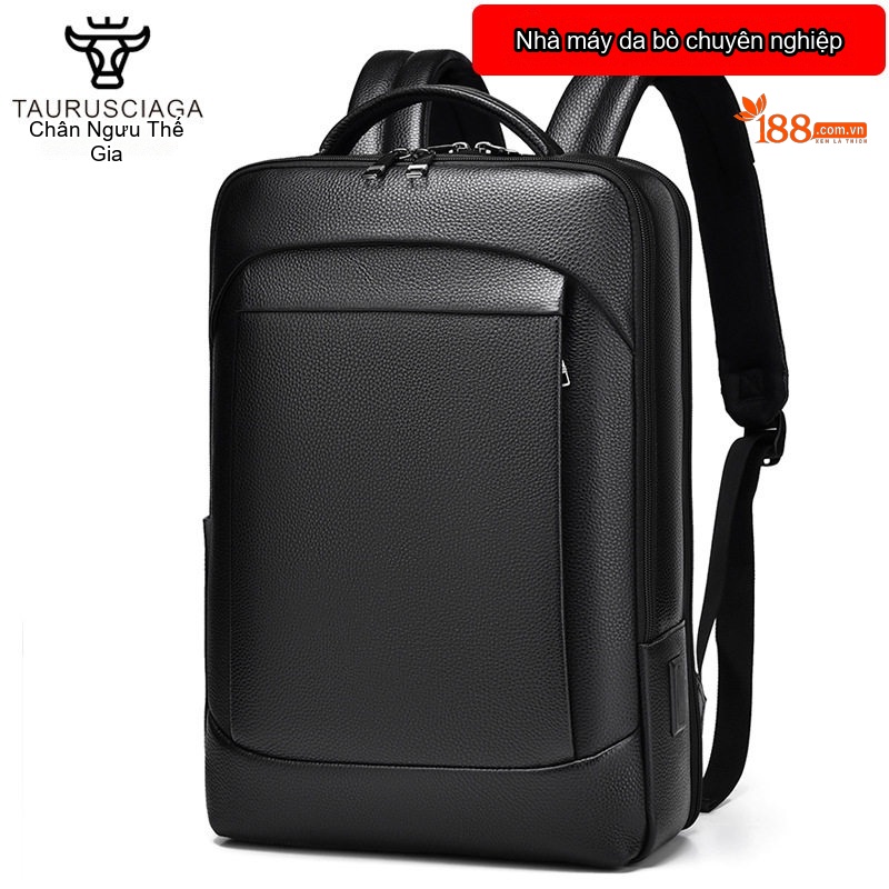 Balo Da Thật Crazy Horse Nam Ba Ngăn Chống Sốc Laptop 16 Inch Màu Nâu chi tiết 4