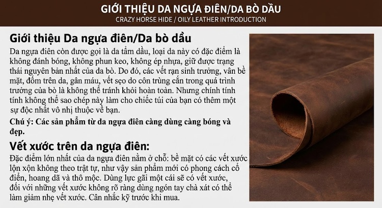 Balo Da Thật Crazy Horse Nam Nữ Vintage Đựng Laptop Công Sở Màu Nâu chi tiết 1