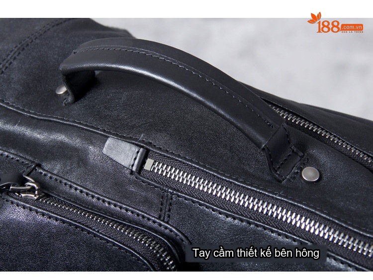 Balo Da Thật Đựng Laptop Nam Nữ Da Bò Thủ Công Sức Chứa Lớn Màu Đen chi tiết 17