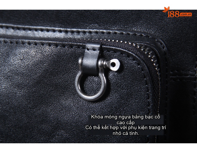 Balo Da Thật Đựng Laptop Nam Nữ Da Bò Thủ Công Sức Chứa Lớn Màu Đen chi tiết 18