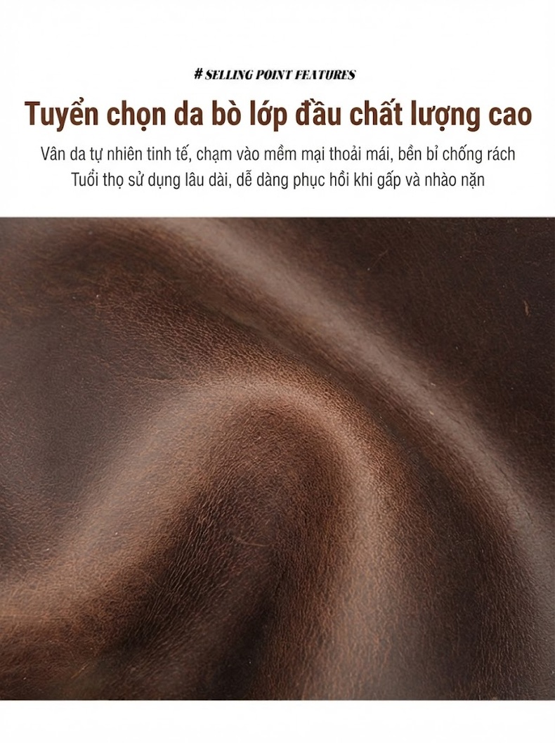 Balo Da Thật Lớn Đựng Laptop Du Lịch Công Tác Đa Năng Màu Nâu chi tiết 6