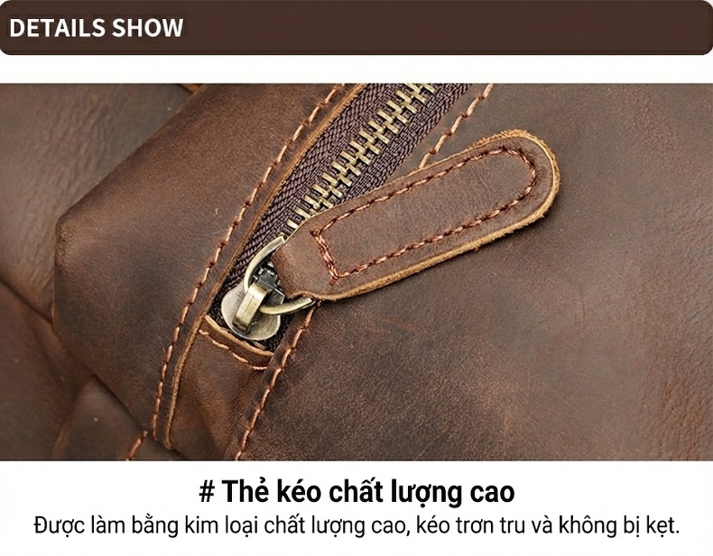 Balo Da Thật Lớn Đựng Laptop Du Lịch Công Tác Đa Năng Màu Nâu chi tiết 19