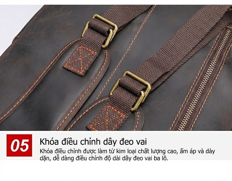 Balo Da Thật Lớn Đựng Laptop Du Lịch Công Tác Đa Năng Màu Nâu chi tiết 37