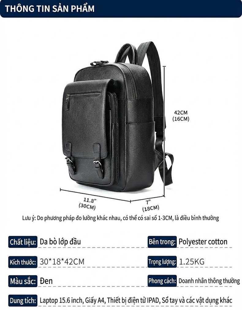 Balo Da Thật MASIWEI Da Ngựa Điên Dung Tích Lớn Đựng Laptop 2022 Phong Cách Outdoor Màu Nâu, Đen chi tiết 20
