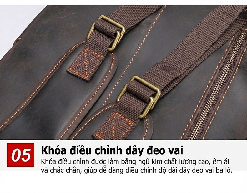 Balo Da Thật MASIWEI Da Ngựa Điên Dung Tích Lớn Đựng Laptop 2022 Phong Cách Outdoor Màu Nâu, Đen chi tiết 25