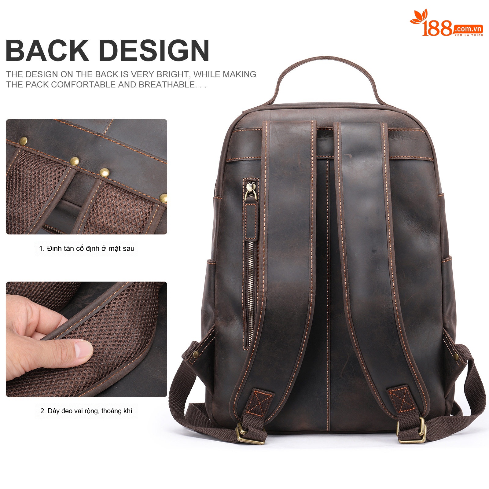 Balo Da Thật MASIWEI Da Ngựa Điên Dung Tích Lớn Đựng Laptop 2022 Phong Cách Outdoor Màu Nâu, Đen