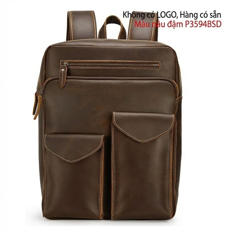Balo da thật nam da bò sáp vintage đựng laptop