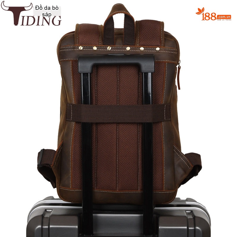 Balo da thật nam da bò sáp vintage đựng laptop