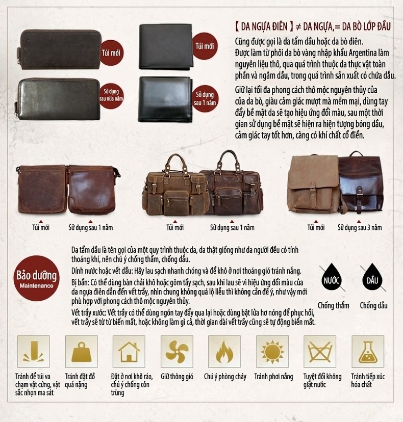 Balo da thật nam da bò sáp vintage đựng laptop chi tiết 12
