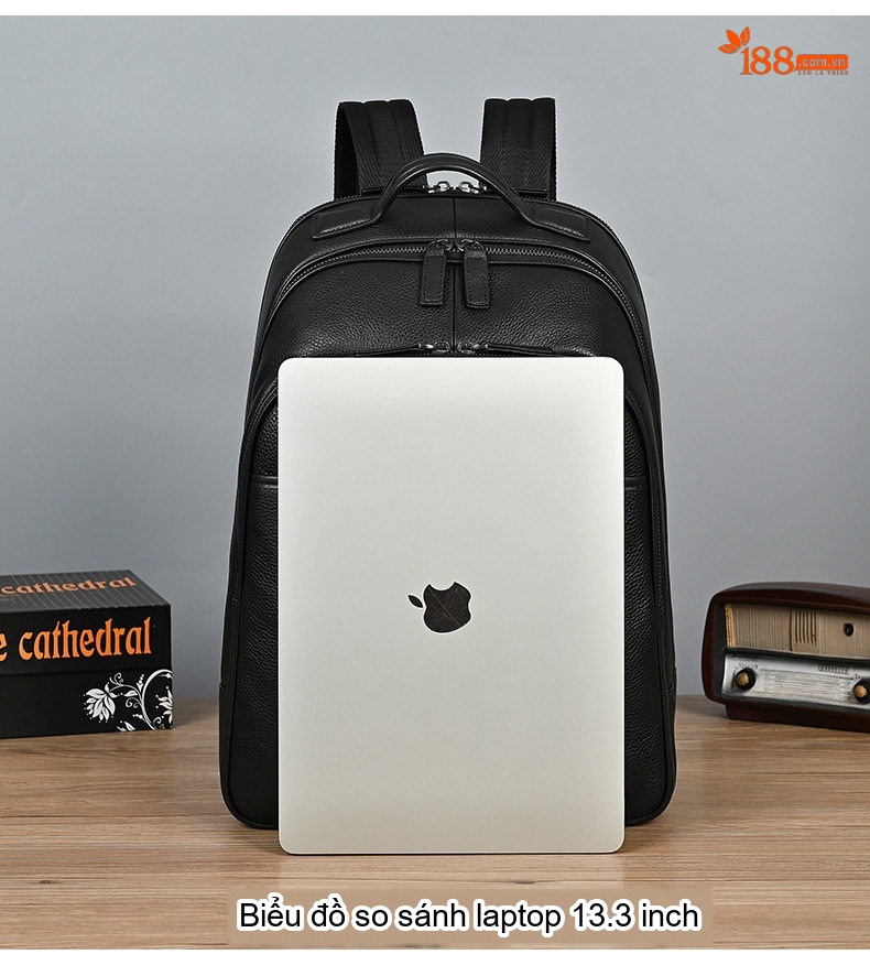 Balo Da Thật Nam Đa Năng USB Công Sở Thời Trang Dung Tích Lớn Màu Đen chi tiết 16