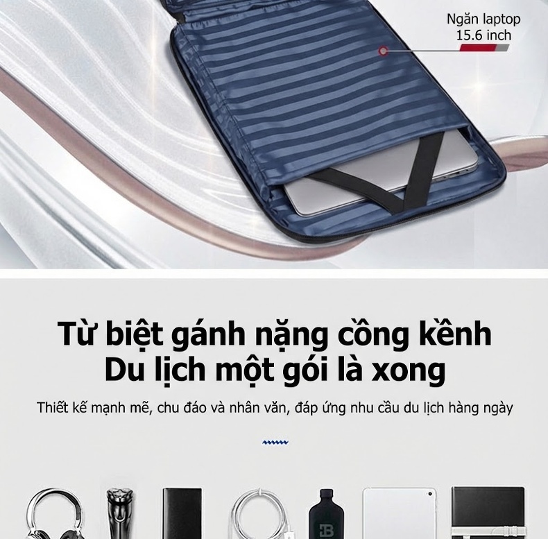 Balo Da Thật Nam Đa Năng USB Công Sở Thời Trang Dung Tích Lớn Màu Đen chi tiết 10