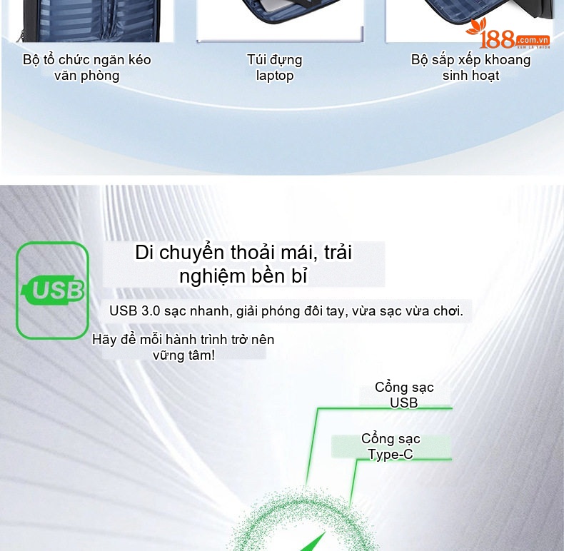 Balo Da Thật Nam Đa Năng USB Công Sở Thời Trang Dung Tích Lớn Màu Đen chi tiết 18