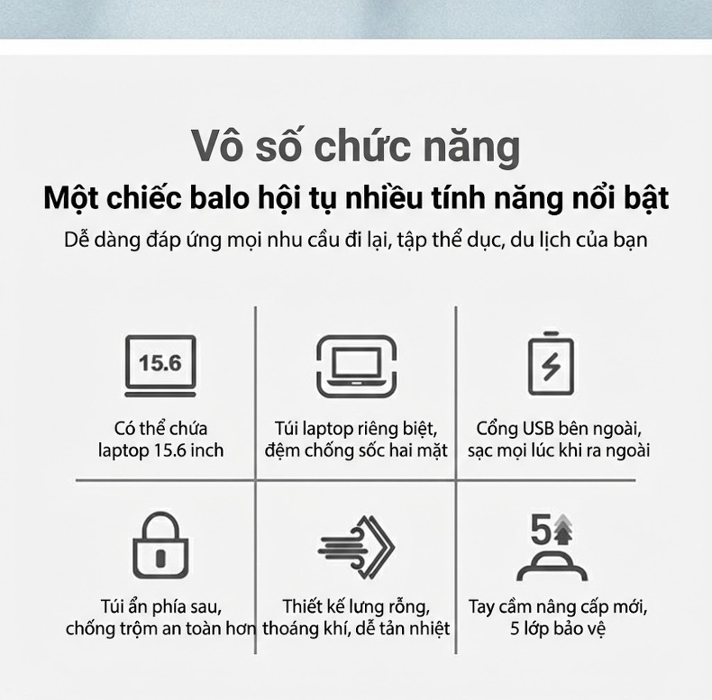 Balo Da Thật Nam Đa Năng USB Công Sở Thời Trang Dung Tích Lớn Màu Đen chi tiết 9