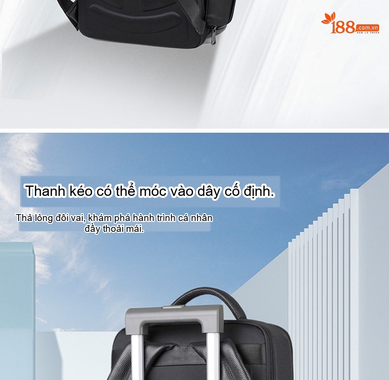 Balo Da Thật Nam Đa Năng USB Công Sở Thời Trang Dung Tích Lớn Màu Đen chi tiết 24