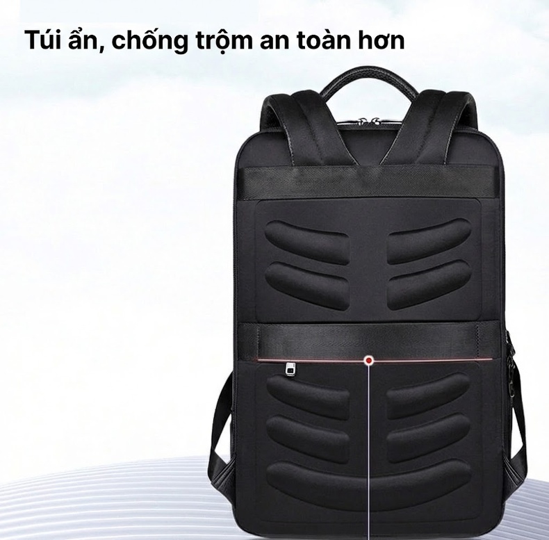 Balo Da Thật Nam Đa Năng USB Công Sở Thời Trang Dung Tích Lớn Màu Đen chi tiết 26