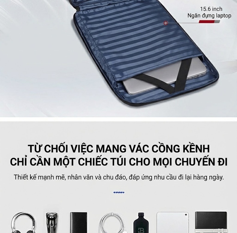 Balo Da Thật Nam Đa Năng USB Công Sở Thời Trang Dung Tích Lớn Màu Đen chi tiết 11