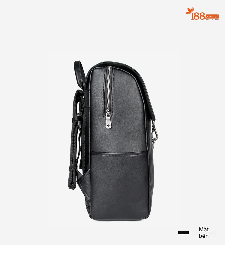 Balo Da Thật Nappa Đựng Laptop 14 Inch Phong Cách Casual Màu Đen chi tiết 12