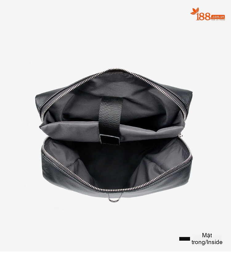 Balo Da Thật Nappa Đựng Laptop 14 Inch Phong Cách Casual Màu Đen chi tiết 14