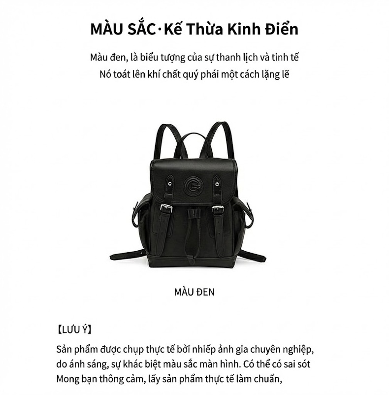 Balo Da Thật Nữ Chống Trộm, Đựng Đồ Cá Nhân, Sức Chứa Lớn Màu Đen chi tiết 2