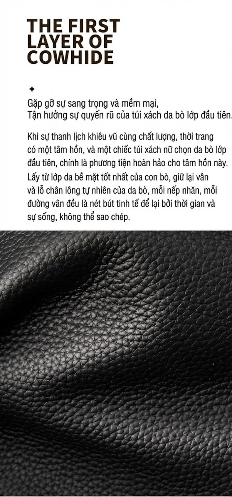 Balo Da Thật Nữ Đựng Vừa A4 Thời Trang Hàng Ngày Màu Trắng Kem, Đen chi tiết 4