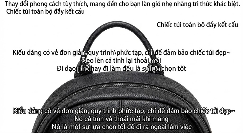 Balo Da Thật Nữ Đựng Vừa A4 Thời Trang Hàng Ngày Màu Trắng Kem, Đen chi tiết 21