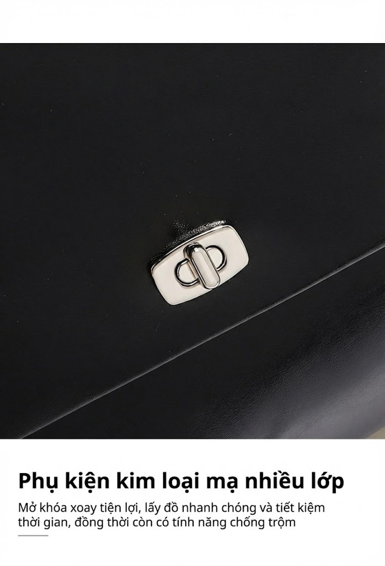 Balo Da Thật Nữ Thiết Kế Độc Đáo, Tote Da Thật Đựng Vừa Laptop, Túi Đeo Vai Đa Năng Màu Đen chi tiết 4