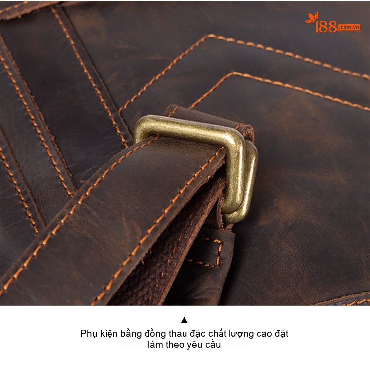 Balo Da Thật Thủ Công Vintage Dung Tích Lớn Phong Cách Biker Màu Nâu chi tiết 18