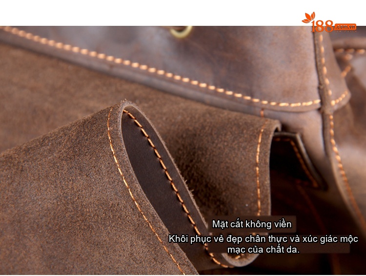 Balo Da Thật Thủ Công Vintage Phong Cách Biker Dung Tích Lớn Màu Nâu chi tiết 21