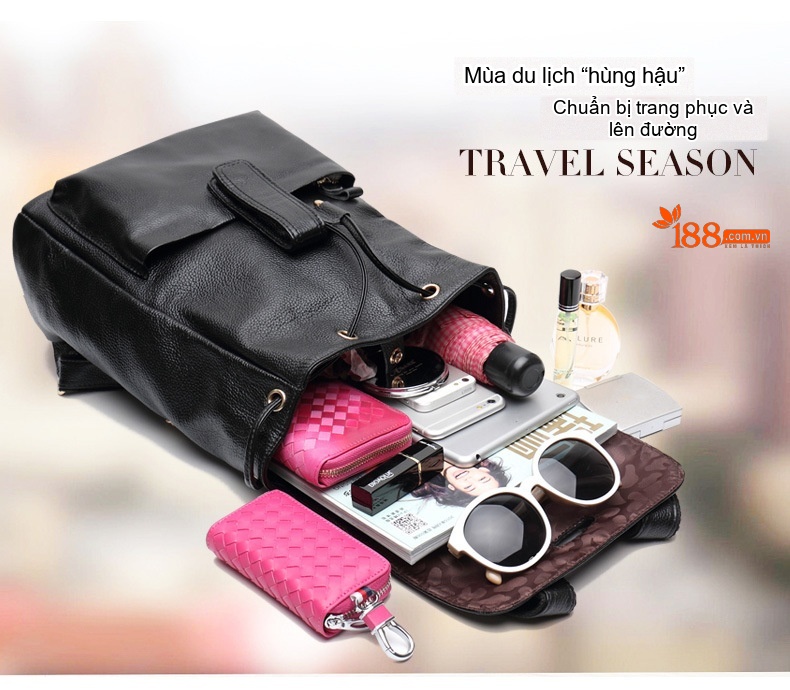 Balo Da Thật Trang Trí Đai Da Phong Cách Đường Phố Màu Đen, Đỏ chi tiết 5