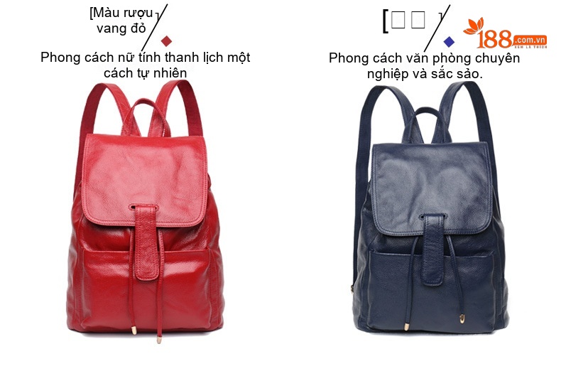 Balo Da Thật Trang Trí Đai Da Phong Cách Đường Phố Màu Đen, Đỏ chi tiết 15