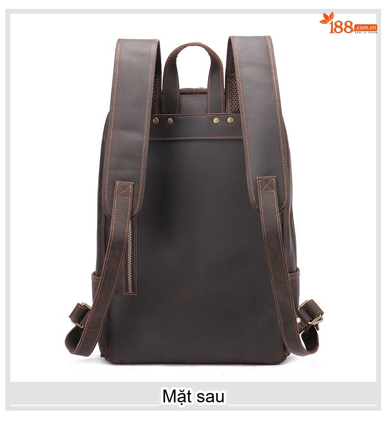 Balo Đeo Vai Nam Da Thật Phong Cách Retro Đựng Laptop 15.6 Inch Màu Nâu chi tiết 18