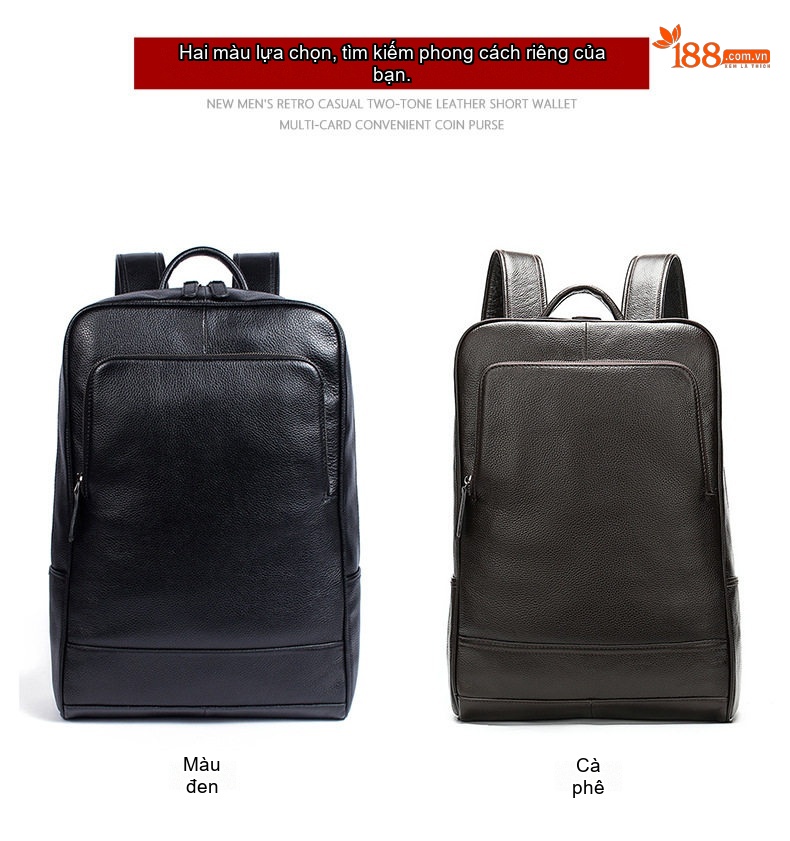 Balo Đeo Vai Nam Da Thật Phong Cách Retro Đựng Laptop 15.6 Inch Màu Nâu chi tiết 31