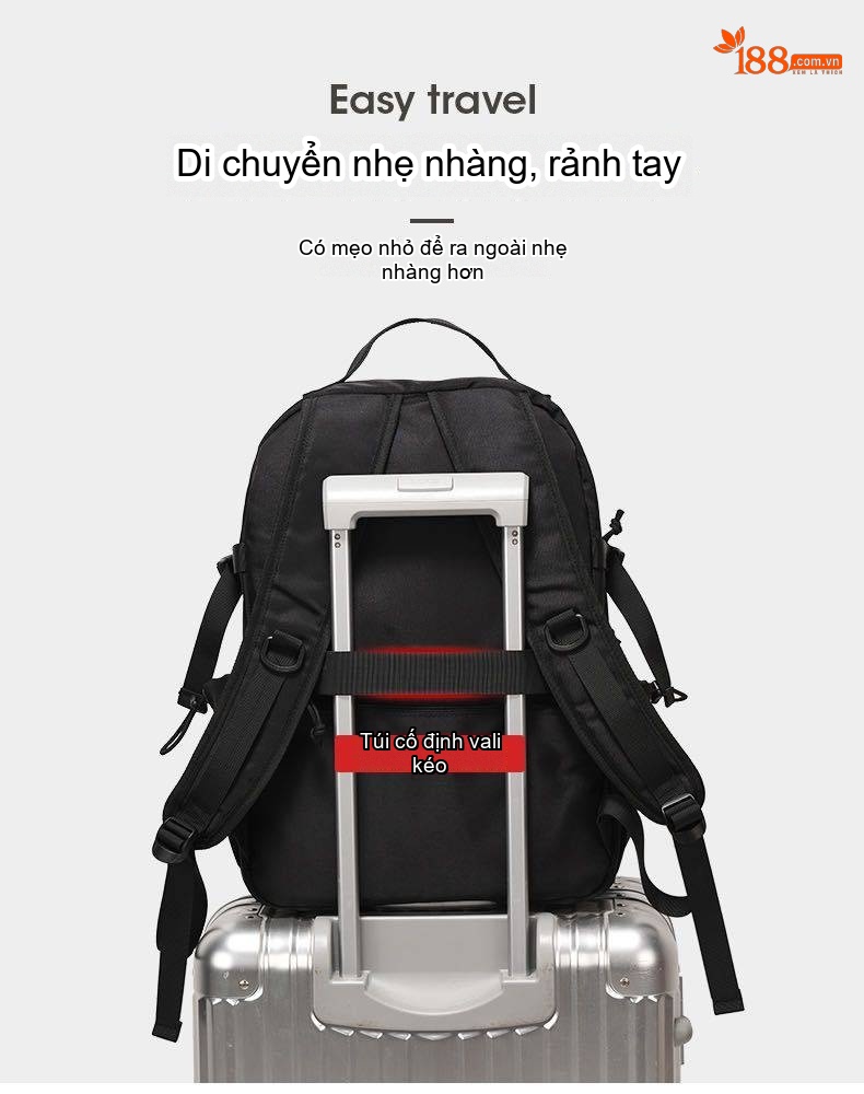 Balo Đeo Vai Nam Kiểu Cơ Năng Du Lịch Ngoài Trời Đựng Laptop Chống Nước Chống Mài Mòn Màu Đen chi tiết 16