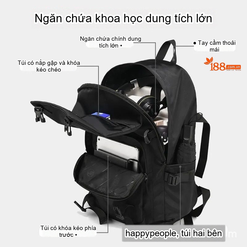 Balo Đeo Vai Nam Nữ Phong Cách Đường Phố Hàn Quốc, Túi Đựng Laptop Đi Học, Đi Du Lịch Màu Đen, Đỏ