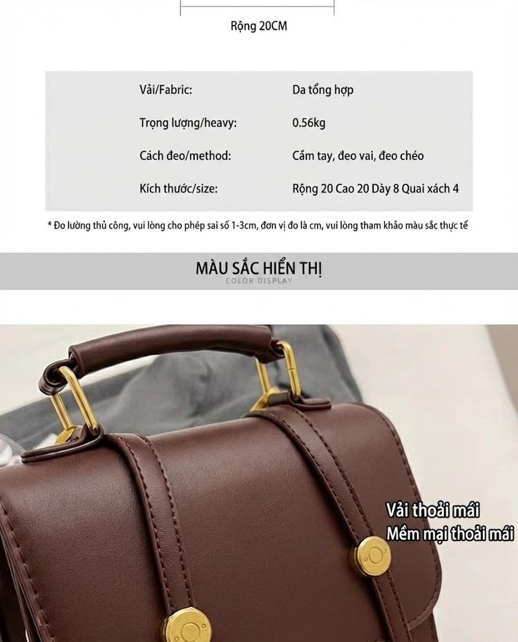 Balo Đeo Vai Nữ Da Bóng Phong Cách Thời Trang Du Lịch Tiện Lợi Cho Học Sinh Cấp 2, 3 Và Sinh Viên Màu Nâu chi tiết 3
