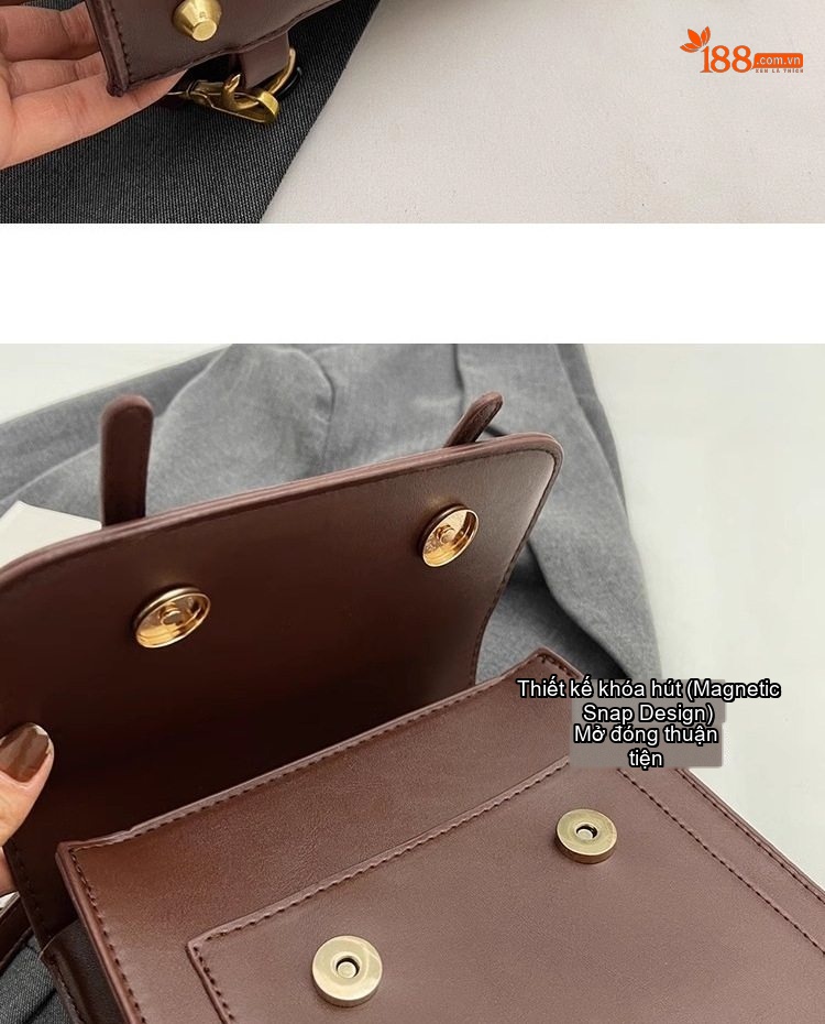 Balo Đeo Vai Nữ Da Bóng Phong Cách Thời Trang Du Lịch Tiện Lợi Cho Học Sinh Cấp 2, 3 Và Sinh Viên Màu Nâu chi tiết 5