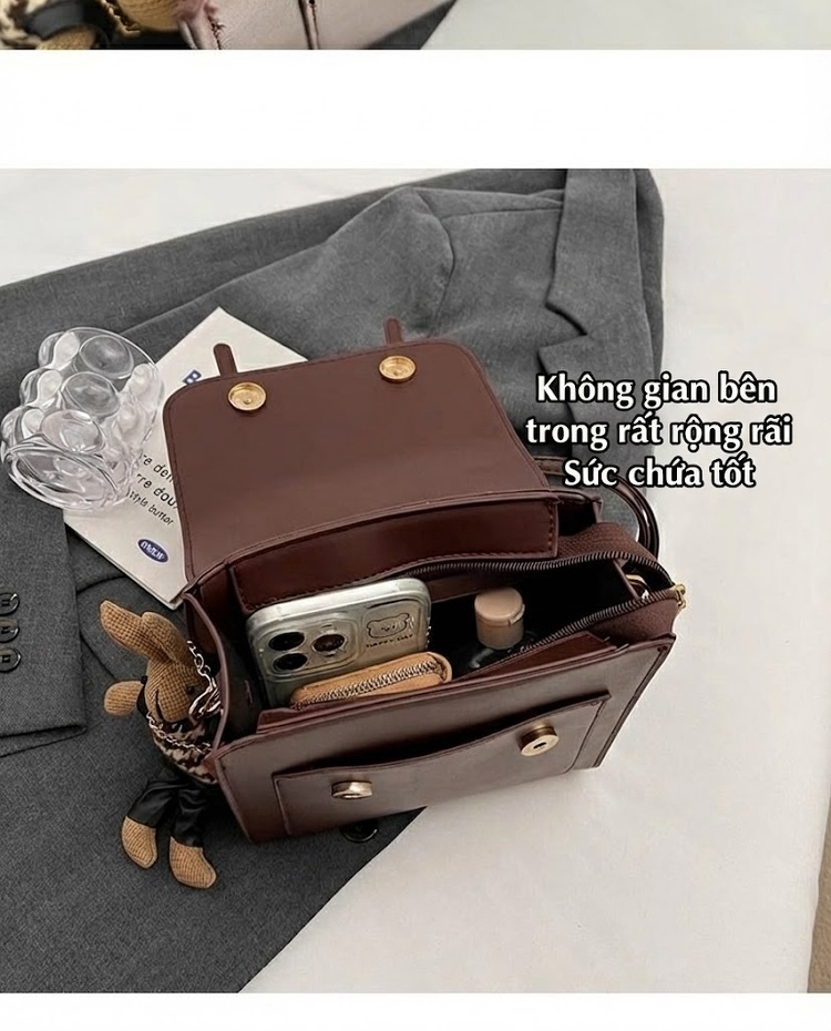 Balo Đeo Vai Nữ Da Bóng Phong Cách Thời Trang Du Lịch Tiện Lợi Cho Học Sinh Cấp 2, 3 Và Sinh Viên Màu Nâu chi tiết 7