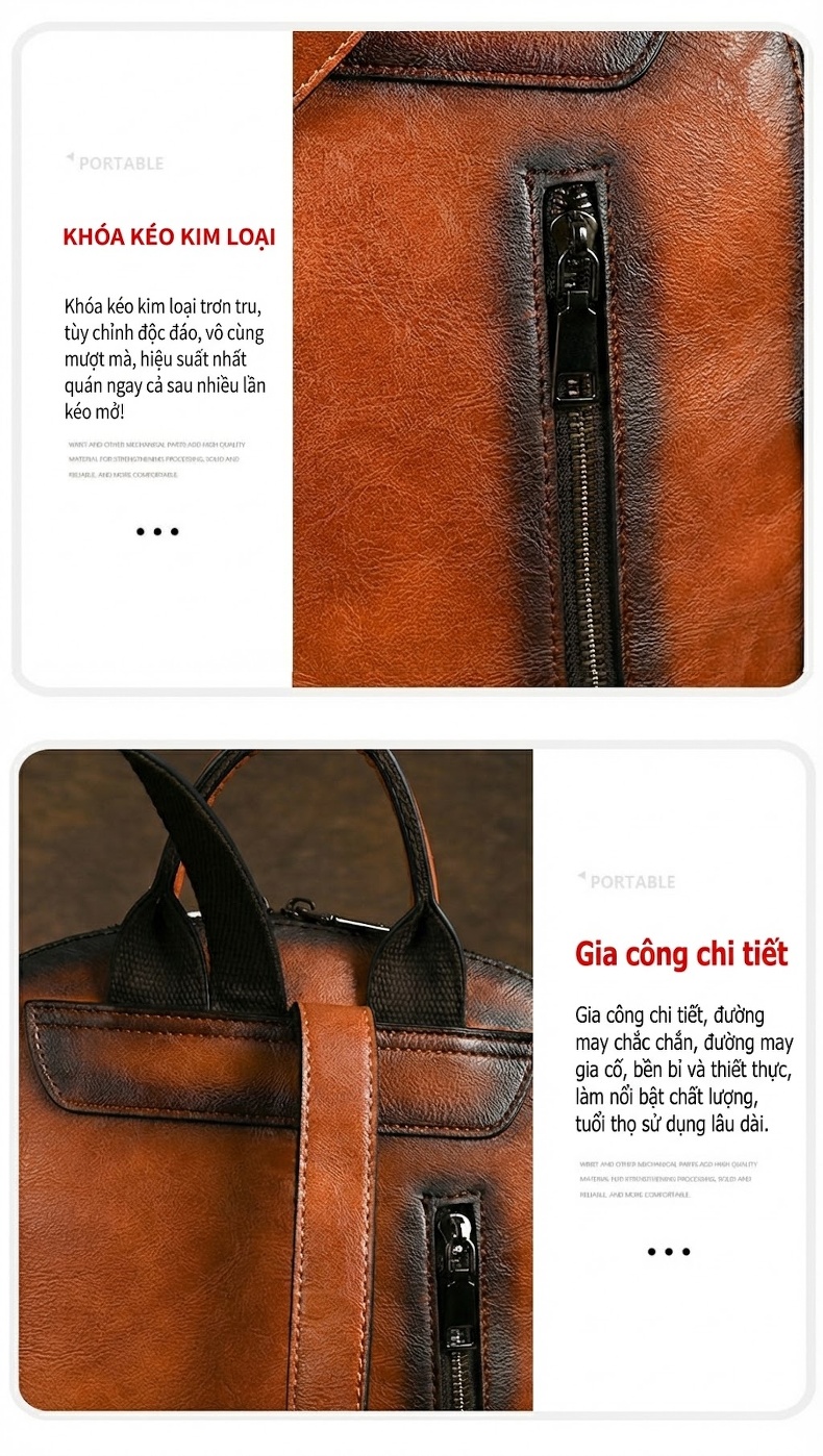 Balo Đeo Vai Nữ Đa Năng Dung Tích Lớn Thiết Kế Dập Nổi Phong Cách Retro Màu Nâu, Xanh Lá chi tiết 12
