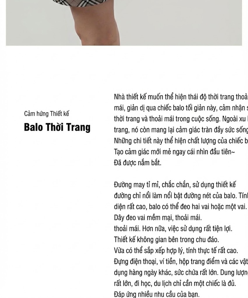 Balo Đeo Vai Nữ Vải Dệt Ô Vuông Nhỏ Nhẹ Đi Học Du Lịch chi tiết 2