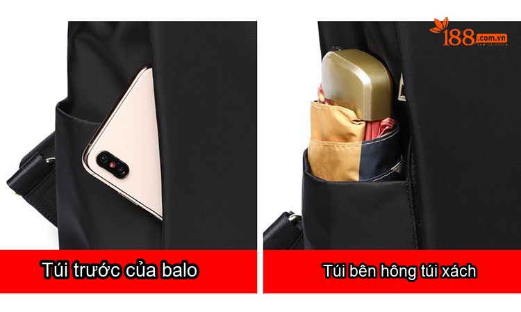 Balo Đeo Vai Nữ Vải Oxford Chống Thấm Nước Dung Tích Lớn Màu Đen chi tiết 10