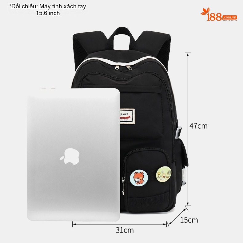 Balo Đi Học Nữ Sinh Cấp 2, Cấp 3, Đại Học, Túi Đựng Laptop, Balo Đa Năng Sức Chứa Lớn Màu Đen, Trắng Ngà, Hồng, Đỏ